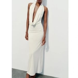 Zara scoop neck white dress